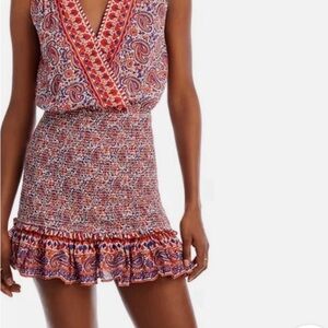 Veronica Beard Red and Blue Paisley Mini Dress